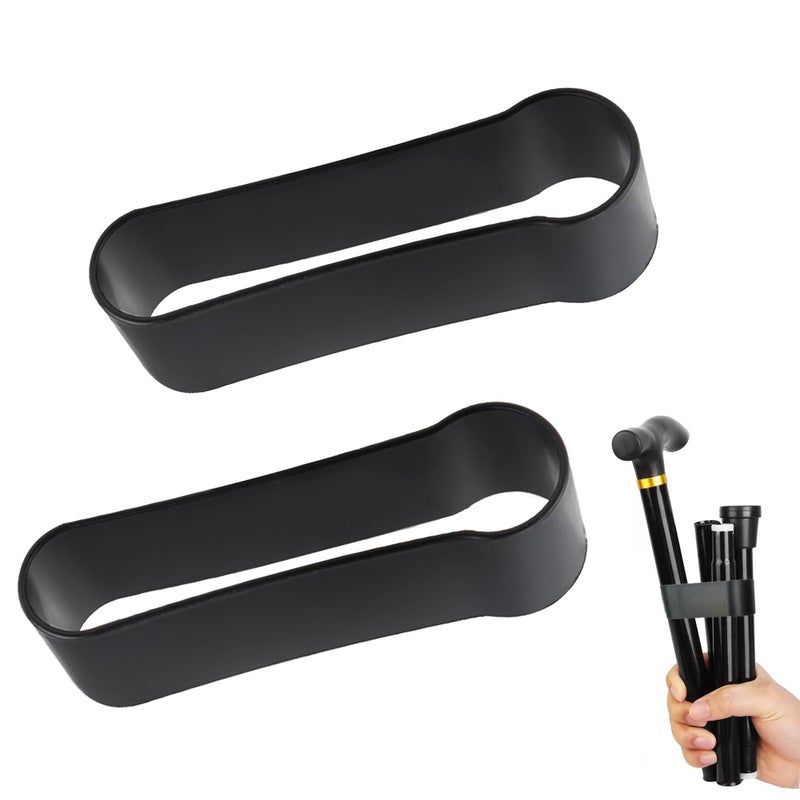 2Pcs Walking Stick Holder Durable Lightweight Reusable Plastic Holder Clip Easy Install Remove Crutch Accessories for Folding Sticks Trekking Poles Crutches Metal Plastic Walking Sticks (Black)